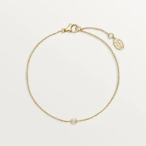 Amour Yellow Gold Tone Bracelet With Sparkling Stone Best Perfect Gift For Couple 4