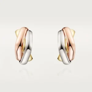 Tri Gold Weave of Time – Elegant Hoops with Rose Silver and Yellow Flowsd 5
