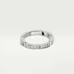 White Gold Brilliance Of Unity – Segment Linked Ring With Gleaming Stonessd 1
