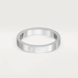 White Gold Face of Devotion – Modern Flat Band for Lasting Love with Personalized Lettering 3 mm widthsdsd 1