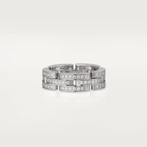 White Gold Grid Of Brilliance – Architectural Ring With Layered Sparklesd 1