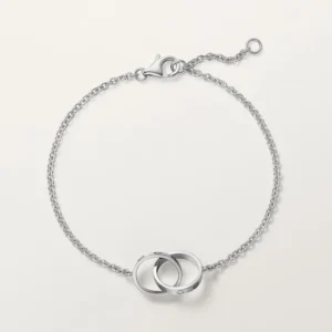 White Gold Tone Interlocking Chain Love Bracelet Unisex Gift Ideas 4