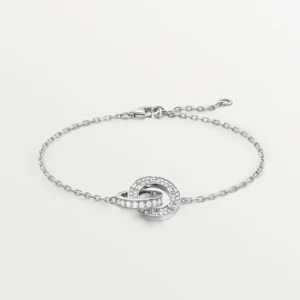 White Gold Tone Love Bracelet On Chain With Sparkling Stone Gift Ideas For Her 6