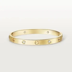 Yellow Gold Tone Love Bracelet Classic Design With Sparkling Stone Perfect Gift Ideas 5