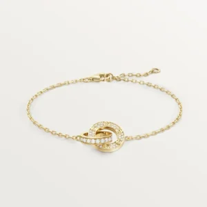 Yellow Gold Tone On Chain Love Bracelet With Sparkling Stone Gift Ideas 5