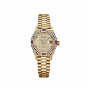 rolex datejust 79068 ladies yellow gold diamond ruby dial and bezel rolex 1209705739