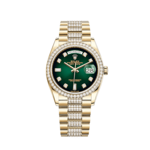 rolex day date 36 yellow gold diamond bezel green diamond dial 128348rbr rolex 40267452219636