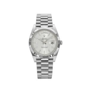 rolex day date 40 228239 white gold silver stripe motif dial 2018 rolex 1206409342