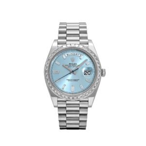 rolex day date 40 228396tbr platinum diamond bezel ice blue diamond dial rolex 1199977900