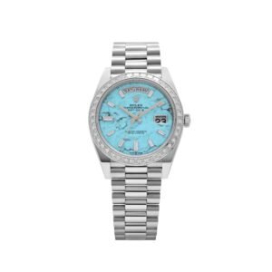 rolex day date 40 228396tbr platinum turquoise stone diamond dial diamond bezel rolex 1200475005