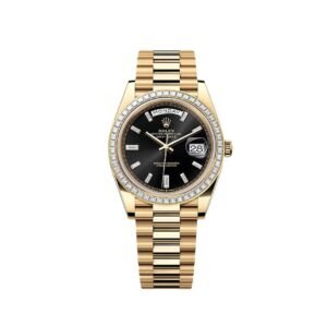 rolex day date 40 228398tbr yellow gold black diamond baguette dial diamond baguette bezel 2019 rolex 1211873903
