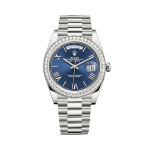 rolex day date 40 white gold diamond bezel blue dial 228349rbr rolex 40269277266164