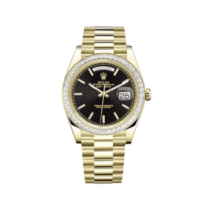rolex day date 40 yellow gold diamond bezel black dial 228398tbr rolex 40269430817012
