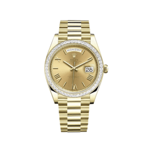 rolex day date 40 yellow gold diamond bezel champagne dial 228398tbr rolex 40268020449524