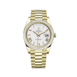rolex day date 40 yellow gold diamond bezel white dial 228398tbr rolex 40268031033588