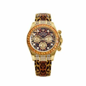 rolex daytona 116598saco yellow gold leopard diamond dial cognac sapphire bezel 2008 rolex 1211303791