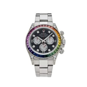rolex daytona 116599rbow rainbow white gold black diamond dial sapphire bezel rolex 41314996191476